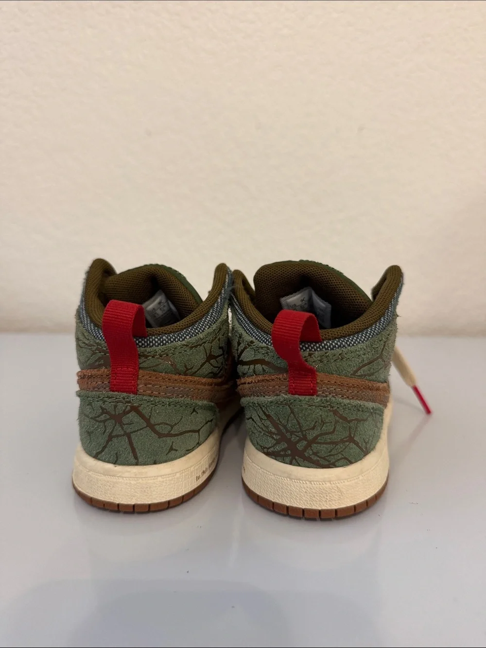 Nike Kids Green & Brown High-Top Sneakers with Red Accents